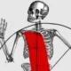 Ilustración de una calavera con banda roja del cartel del Altar de Muertos 2026 de la Universidad del Claustro de Sor Juana