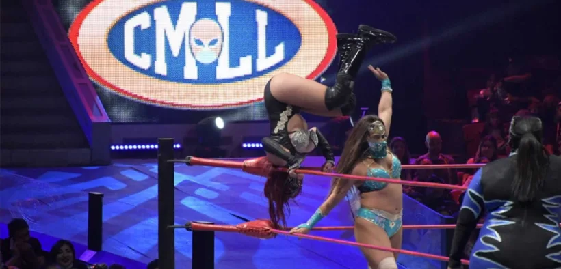 Luchadores del CMLL participantes en la presentación de la Carrera del Ring en Ciudad de México