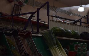 Pasillo interior del Mercado Michoacán en la colonia Condesa, Ciudad de México.