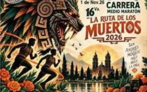 Cartel oficial del medio maratón La Ruta de los Muertos 2026 hacia San Andrés Mixquic