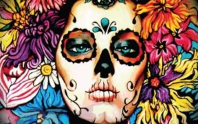 Ilustración oficial de una catrina con flores de la Mega Procesión de las Catrinas 2026