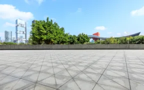 empty square floor and modern commercial office buildings in Shenzhen